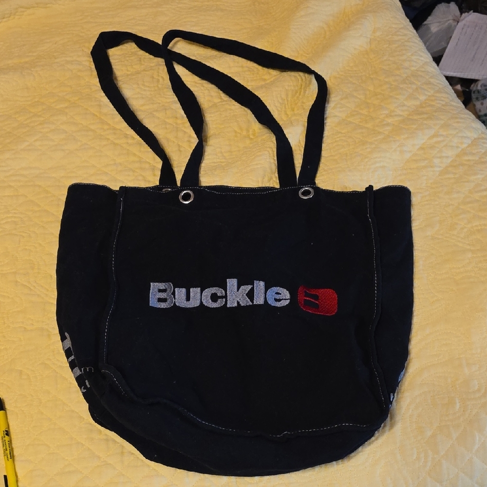 Buckle Black and Red Tote Bag